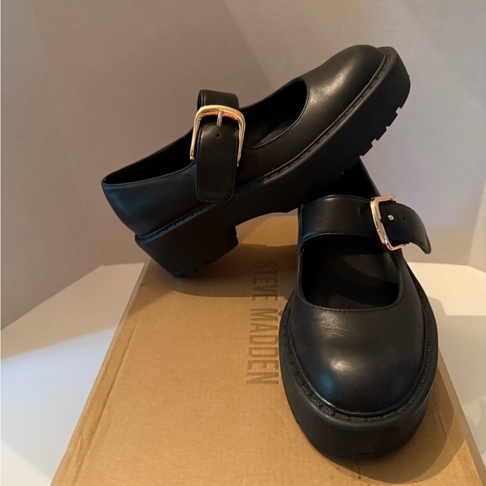 Steve Madden MILLEE Black Platform Mary Jane Shoes Women’s 7  NEW